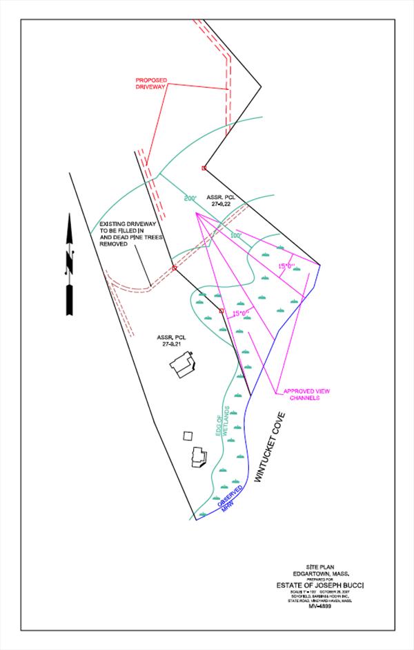 Plan showing wetlands and permitted view channels.