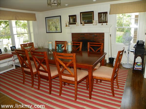 Dining room with fireplace