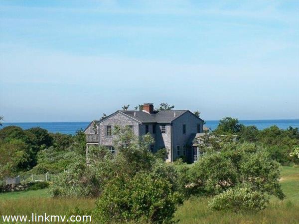 View of the farmhouse and ocean beyond!