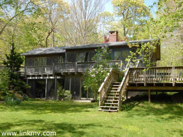 West Tisbury house exterior back yard and deck